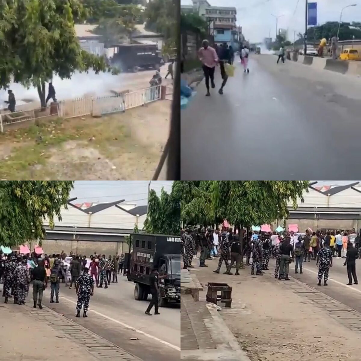 Police fires tear gas as UNILAG students protest hike in school fees (photos/videos)