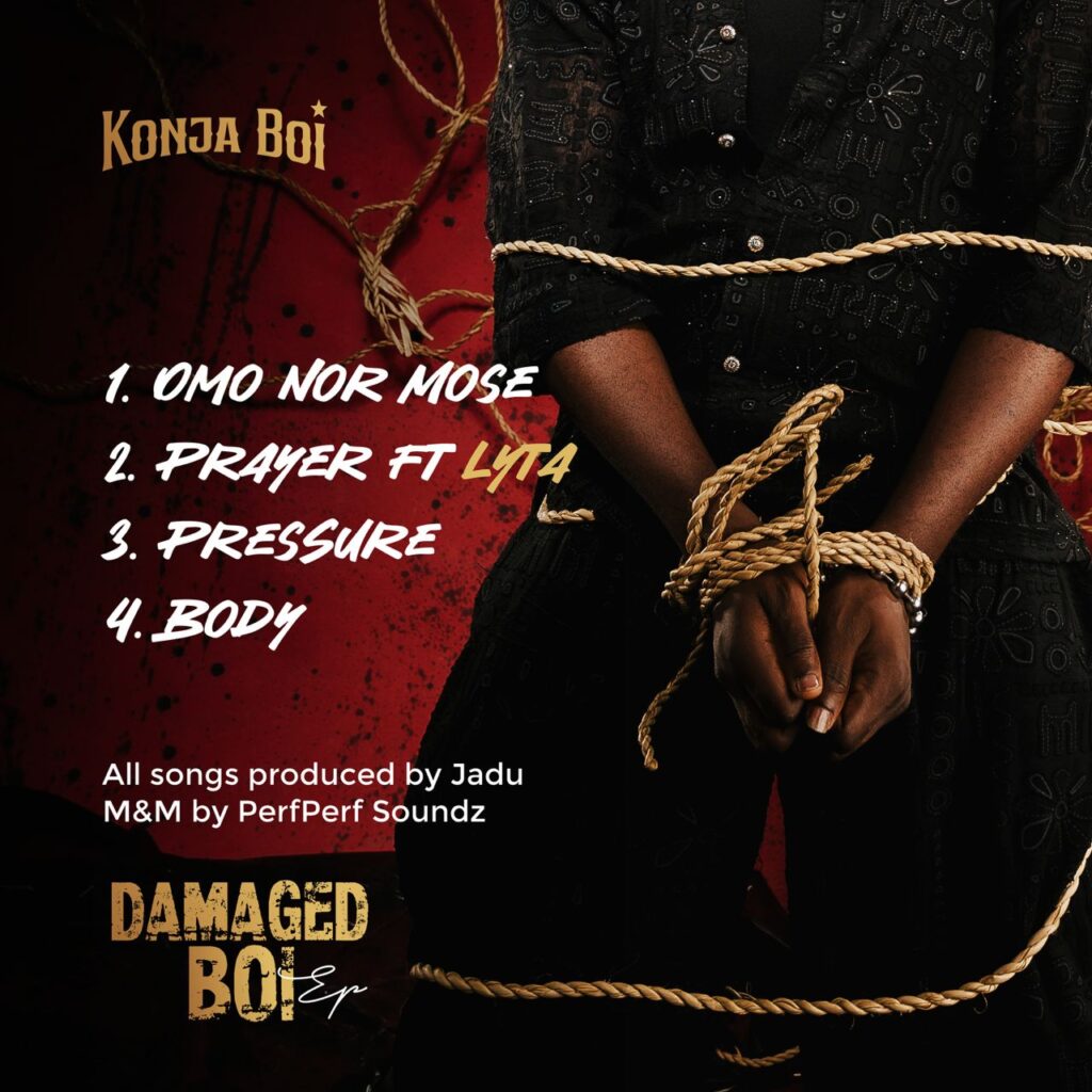 "DAMAGED BOI," the much anticipated EP by KONJA BOI, is released.