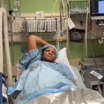 After having her gallbladder removed, Omotola comments, "My stomach isn't perfect anymore."