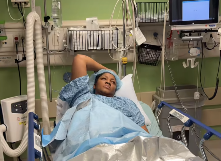 After having her gallbladder removed, Omotola comments, “My stomach isn’t perfect anymore.”