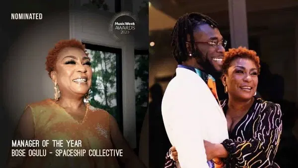 The mother of Burna Boy receives a nomination for Music Week Awards' Best Manager.