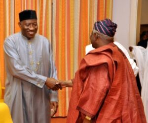 Former President Goodluck Jonathan and PDP chieftain Bode George