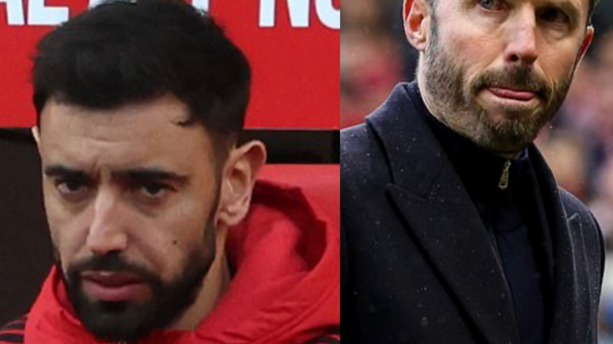 Michael Carrick and captain Bruno Fernandes